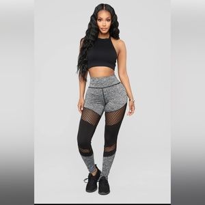 FashionNova Grey Active Leggings with Cutouts - Size L/XL